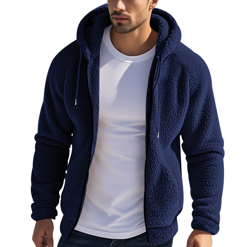 Flauschige Fuzzy-Jacke für Herren, Plüsch-Fleece, lässiger Winter-/Herbst-Cardigan mit Knopfleiste, weiche Sherpa-Oberbekleidung