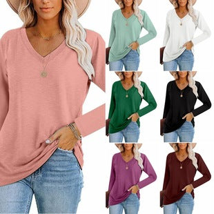 Women's Spring Summer Waffle Knit Crew Neck Patchwork Pullover Long Sleeve T-Shirt Casual Loose Top