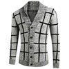 Men's knitted sweater zipper cardigan plaid thick warm M-3XL