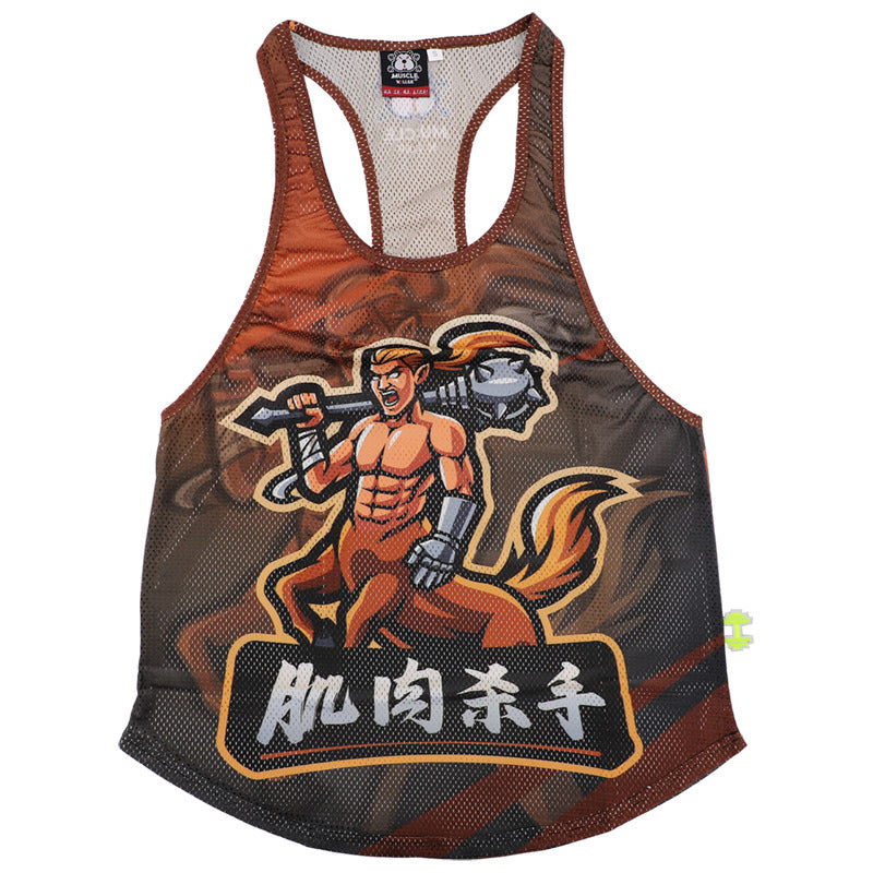 Barbell Animal Fitness Running Sleeveless Sports I-Shaped Training Clothing Quick-Drying Slim Fit Summer Polyester Mesh Waistcoat