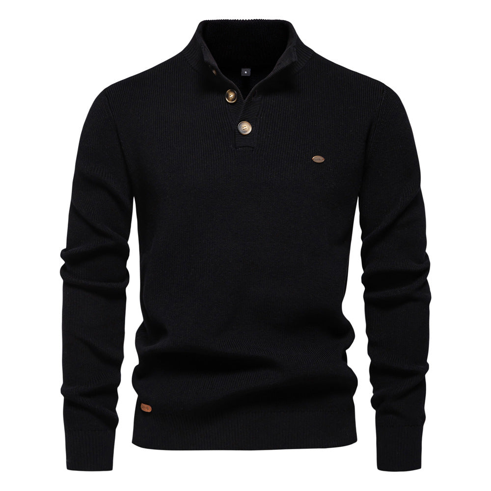 Men's Quarter Zip Up Sweater Striped Pullover Polo Mock Neck Sweaters Casual Fall Winter