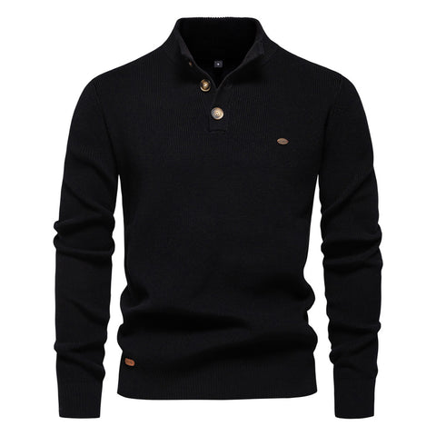 Men's Quarter Zip Up Sweater Striped Pullover Polo Mock Neck Sweaters Casual Fall Winter