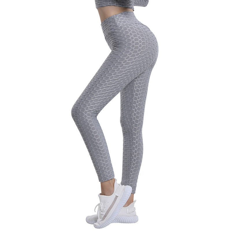 Leggings For Women Leggings Workout Elastic Sports Hip Raise High Waist Tights Breathable Jacquard plus Size Bubble Yoga Pants