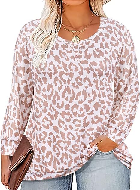 Women's Plus Size New 3/4 Sleeve V-Neck Button Casual Loose Blouse Top