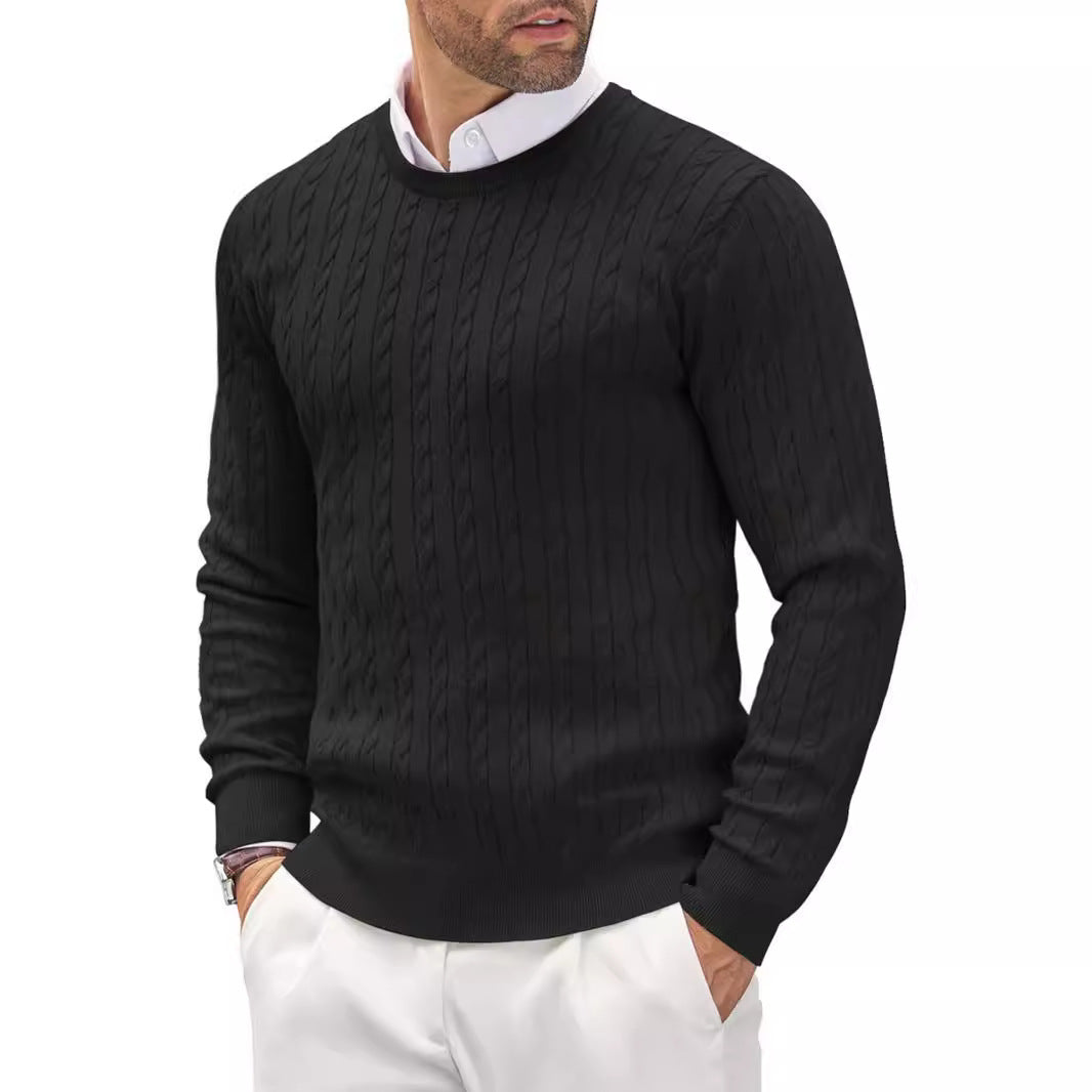 Men's knitted sweater with twisted lapel and warm loose design M-4XL