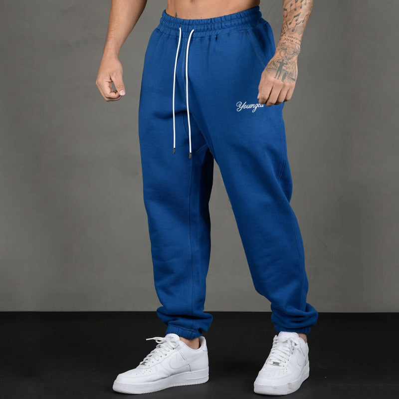 Men's Sports Pants Autumn and Winter New Gym Sports Fitness Cotton Embroidery Ankle-Tied Sweatpants