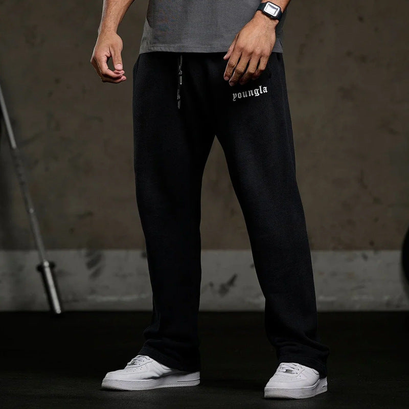 Youngla Men's Sports Pants Autumn and Winter New Gym Cotton Printed Ankle-Tied Leisure All-Match Sweatpants