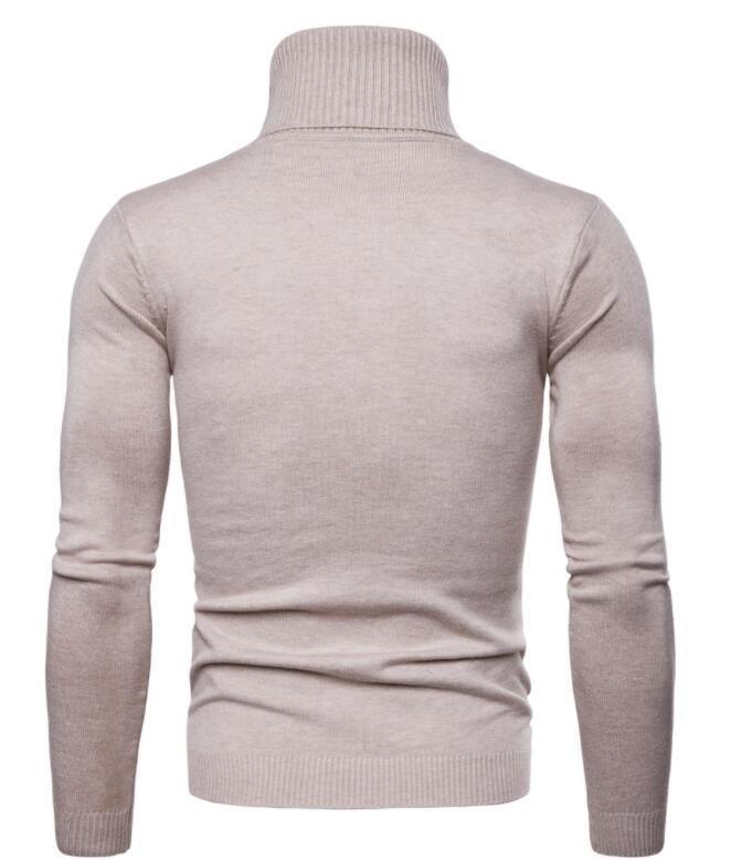 Men's Knitted Sweater Turtleneck Solid Color Warm Loose Design M-4XL