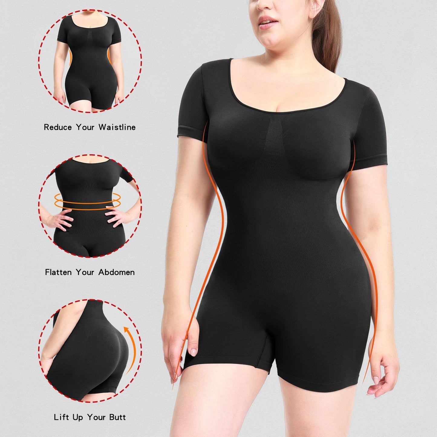 Slim Bodysuit for Women Slim Bodysuit for Women Girdle Jumpsuit Adult Women Outer Wear Bodybuilding Jumpsuits Short Sleeve Corset Hip Lifting Bodysuit