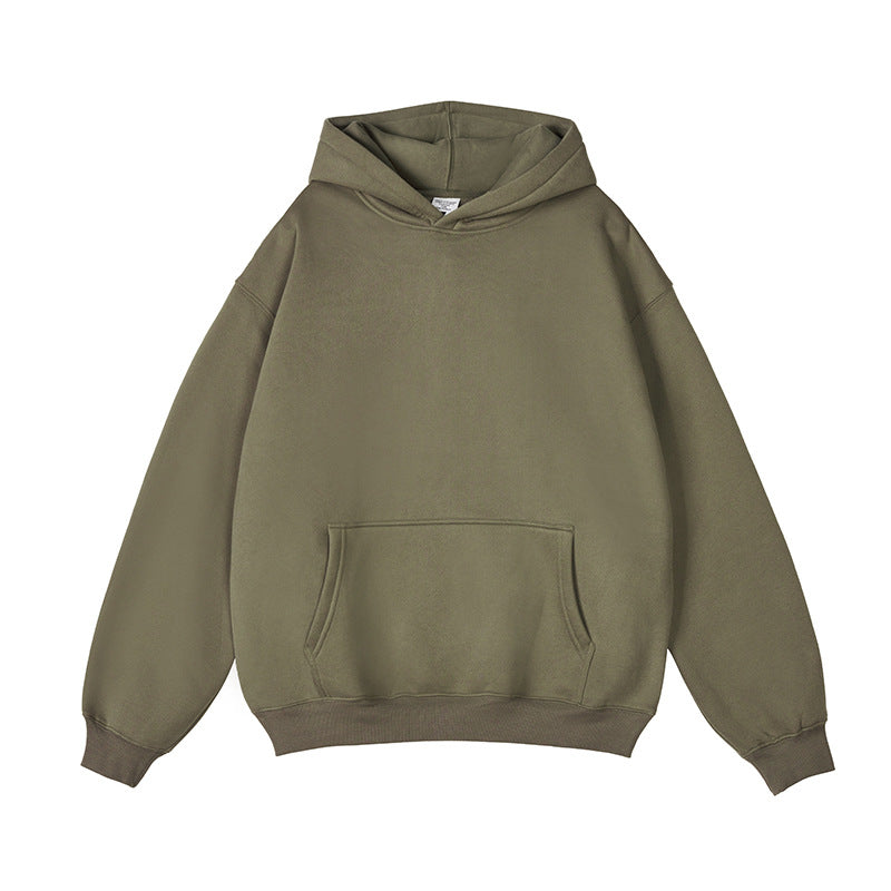 Men's Hooded Sweatshirt Solid Color Cotton Padded Thickened Loose Casual Tall Large Size