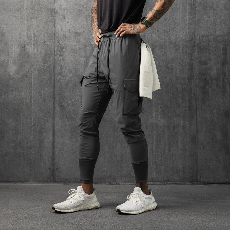 Men's Sports Pants Fitness Trousers Summer Thin Loose Quick-Drying Elastic Ankle-Tied Running Training