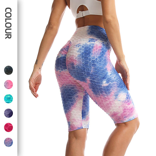 Leggings For Women Ink Jacquard Tie-Dyed Bubble Shorts Yoga Pants Fitness Sports Shorts for Women