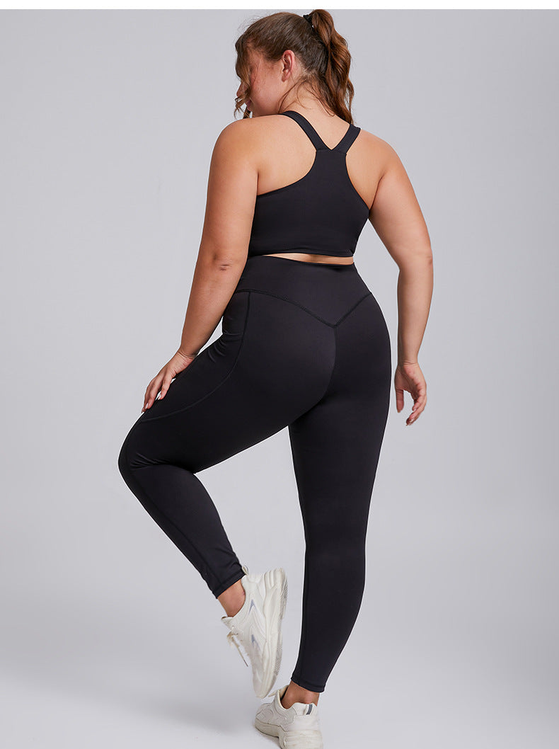 Leggings for Women Sexy plus Size Yoga Wear Suit Women's Tight Sportswear Two-Piece Bra Yoga Pants