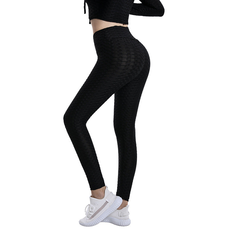 Leggings For Women Leggings Workout Elastic Sports Hip Raise High Waist Tights Breathable Jacquard plus Size Bubble Yoga Pants