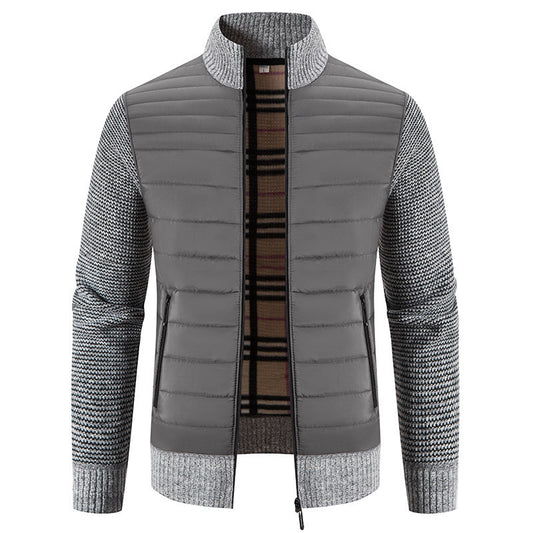 Men's Sweater Cardigan Warm fleece-lined Thickened Vertical Collar Fashion Jacket Knitwear Coat