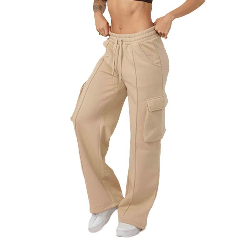 YOUNGLA New Women's Sweatpants Gym Bodybuilding Running Training Pants Cotton Terry Cargo Pants