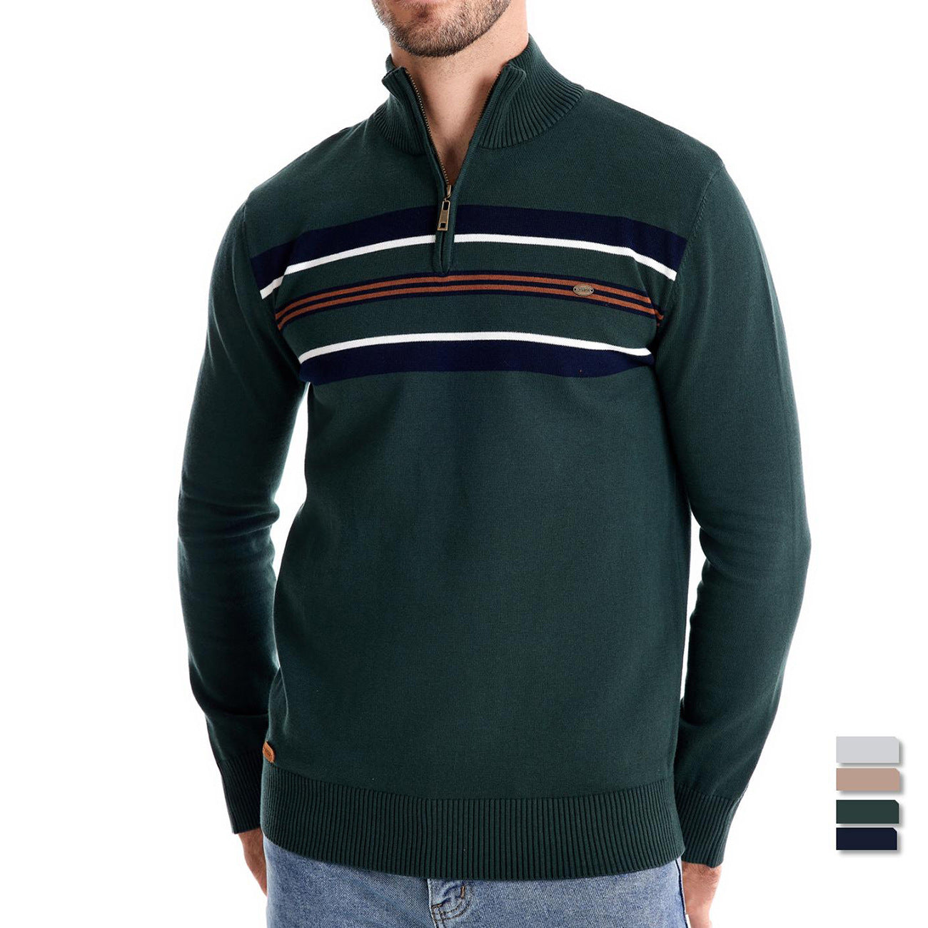 Men's Knitted Sweater 100% Cotton Half Zipper Solid Color Casual Sweater S-2XL Knitted Sweater