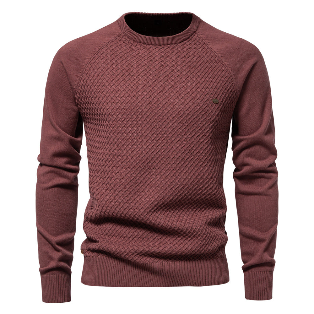 Men's Knitted Cotton Sweater Solid Color Casual Sweater S-2XL Knitted Sweater