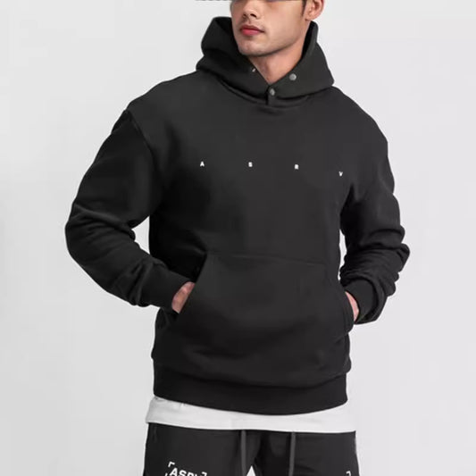 Men's sports hooded sweatshirt, cotton loose solid color warm, large size M-3XL