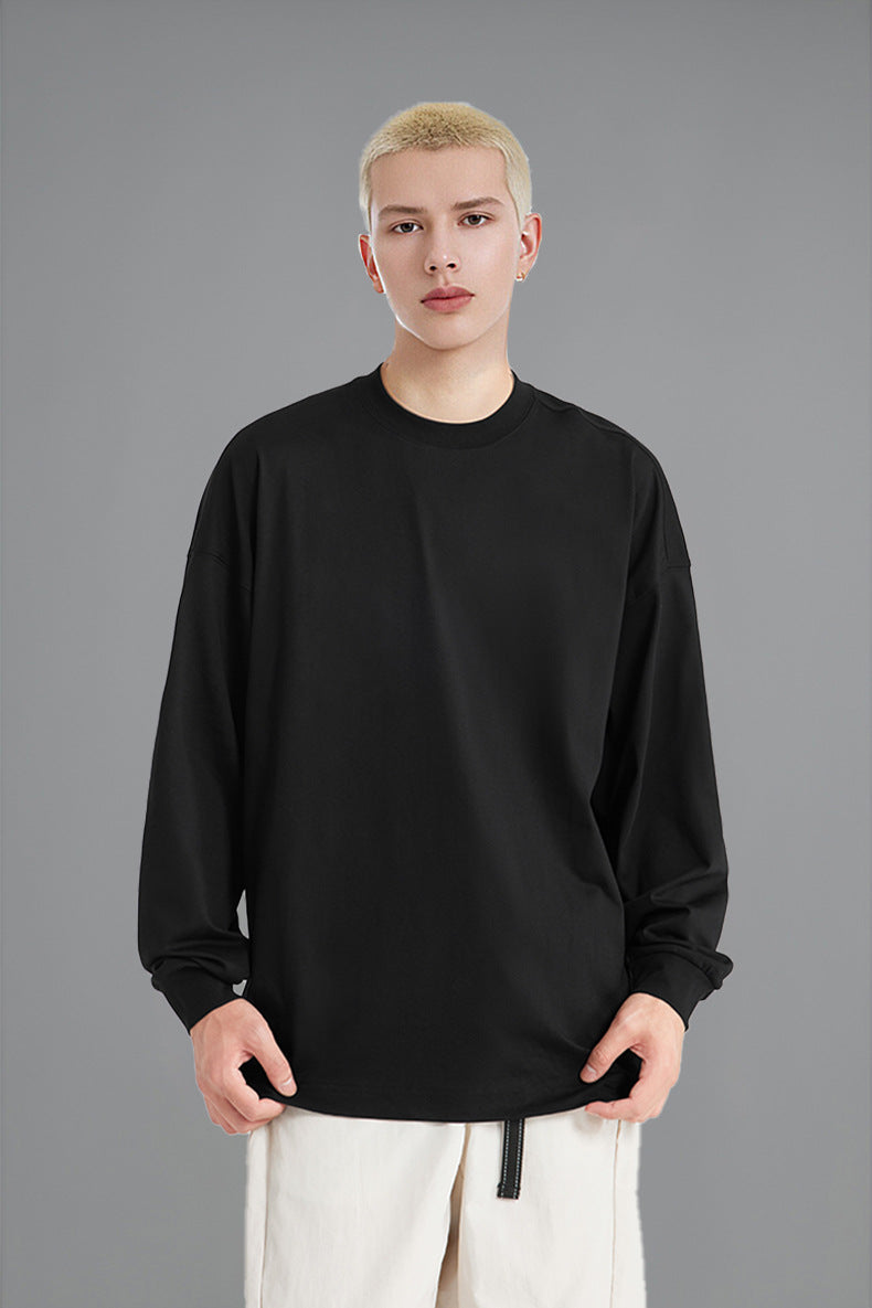 Men's T-shirt Mint Sun Protection Long T Spring and Summer New Five-in-One Technology Fabric Solid Color Men's Long Sleeve