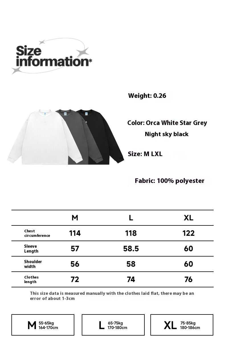 Men's T-shirt Solid Color Quick-Drying Reflective Printed Long Sleeve Spring New Trendy Brand Loose