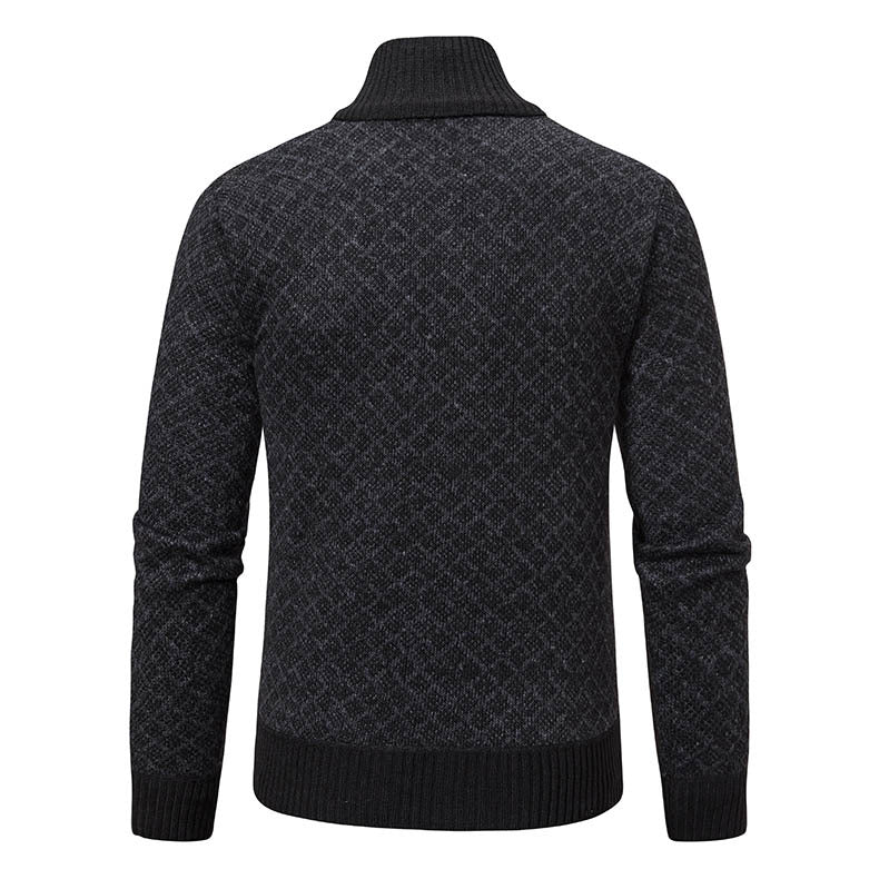 Men's Knitted Sweater Turtleneck Jacket Cotton Stand Collar Design Coat M-3XL