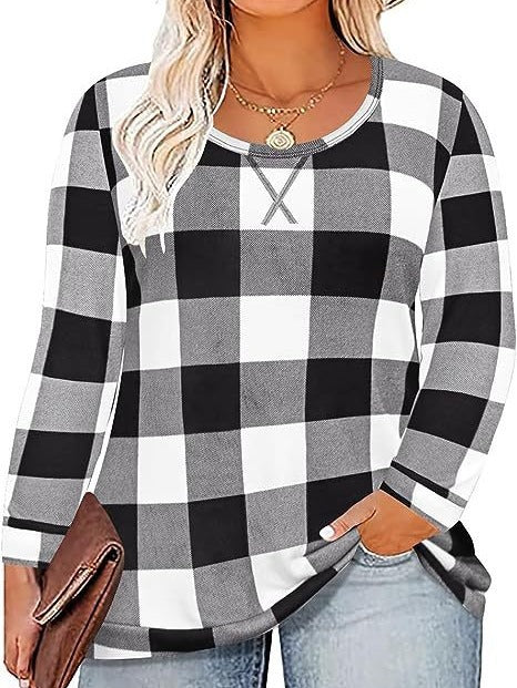 Women's Plus Size New 3/4 Sleeve V-Neck Button Casual Loose Blouse Top