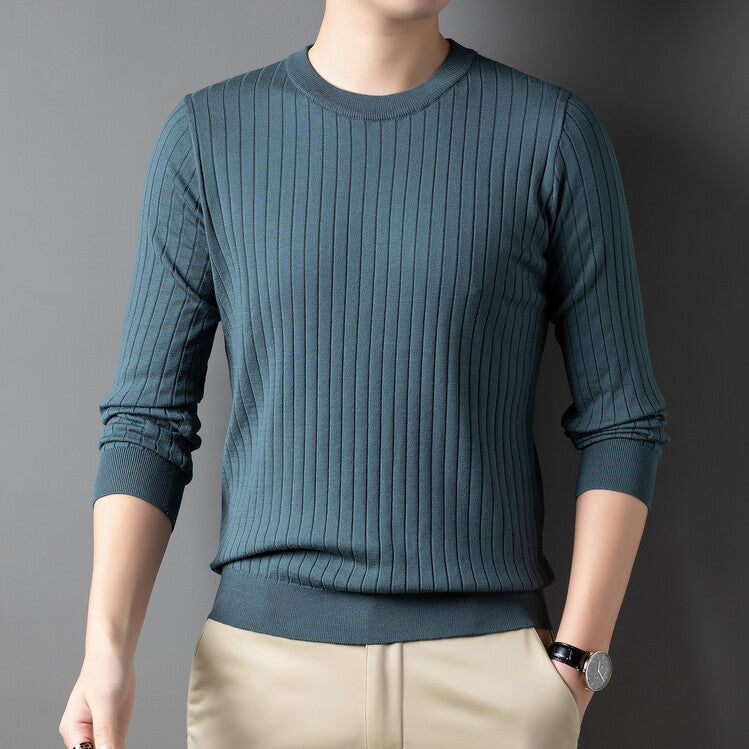 Men's Knitted Sweater Solid Color Round Neck Warm M-3XL