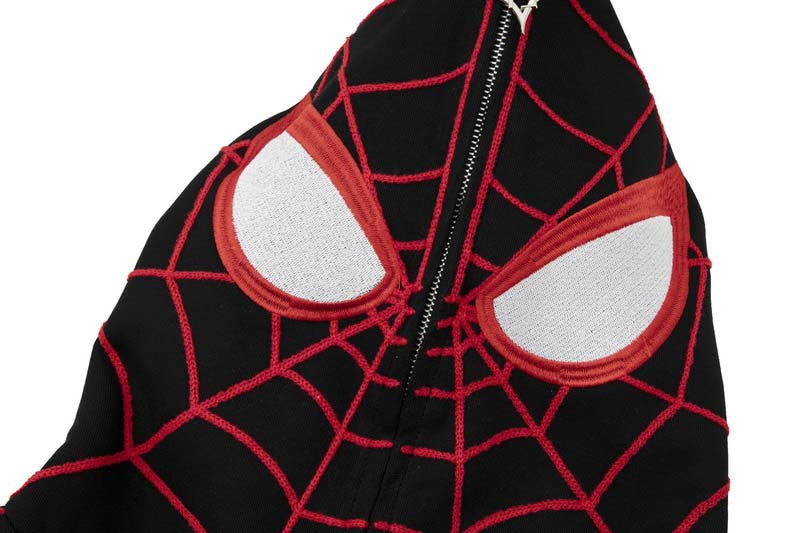 Men's cardigan hooded sweatshirt zipper retro original design sense Spider Man letter embroidery trendy brand M-XL