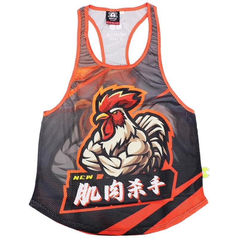 Barbell Animal Fitness Running Sleeveless Sports I-Shaped Training Clothing Quick-Drying Slim Fit Summer Polyester Mesh Waistcoat