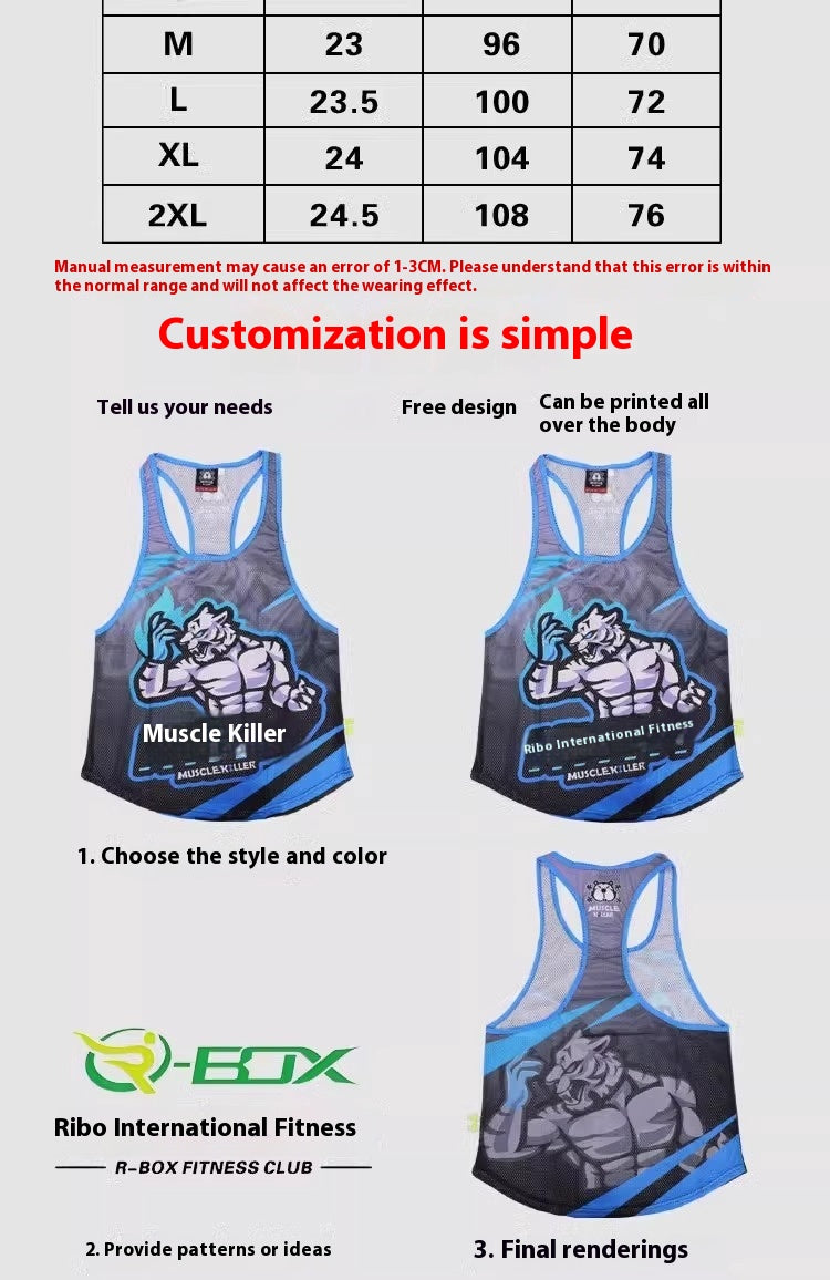 Barbell Animal Fitness Running Sleeveless Sports I-Shaped Training Clothing Quick-Drying Slim Fit Summer Polyester Mesh Waistcoat