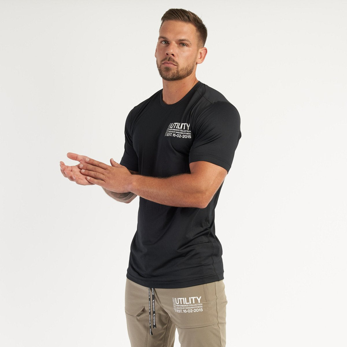 Vanquish Men's Cotton T-shirt Slim Fit Crew Neck Casual Patchwork Short Sleeve Gym Sports Training Wear