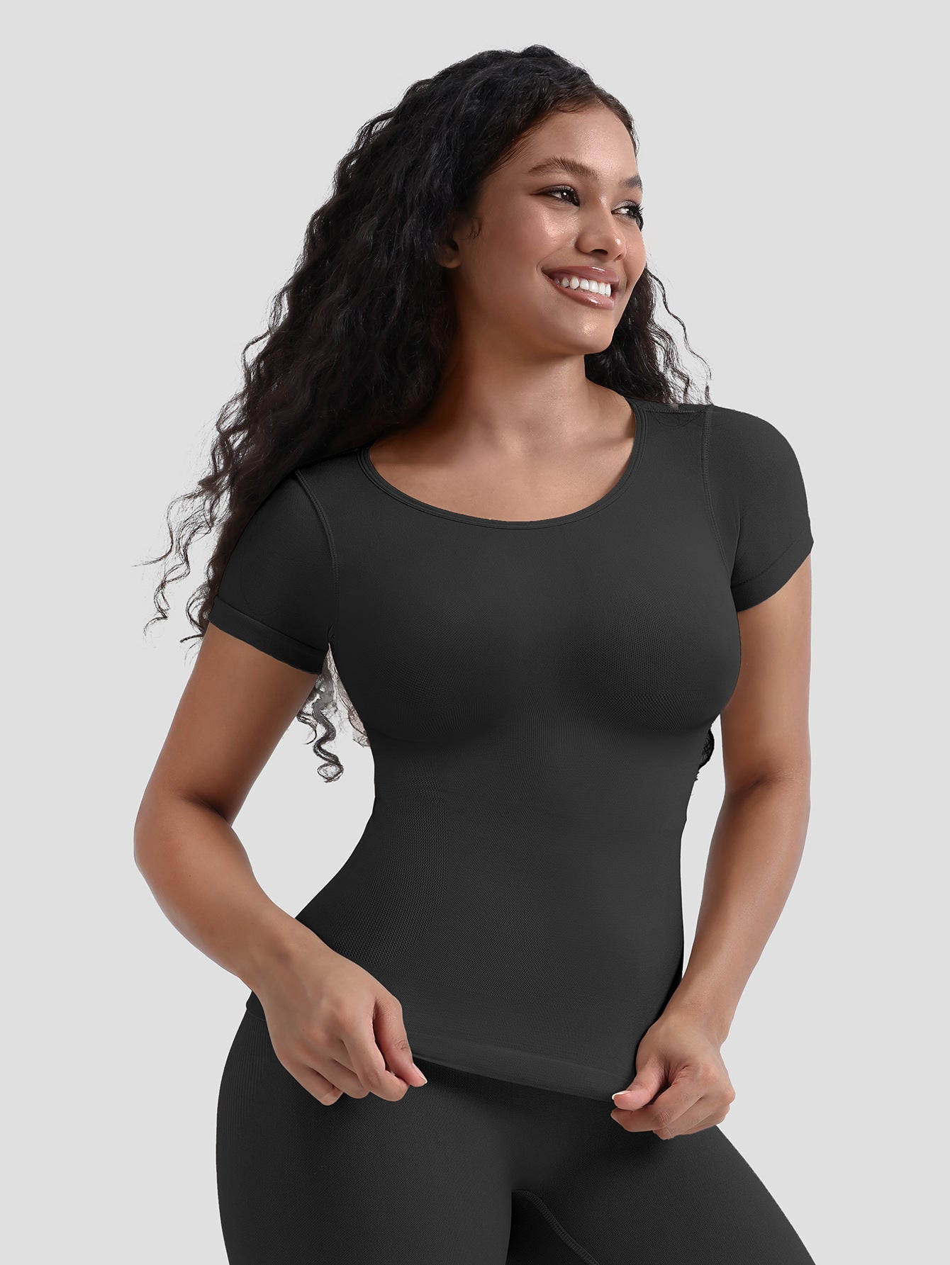 Slimming Bodysuit for Women – Tummy Control Shapewear Base Layer, Fitted T-Shirt Style One-Piece