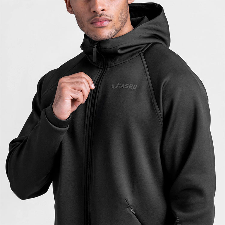 Men's hooded jacket High quality sports loose solid color warm sweater Large size M-3XL