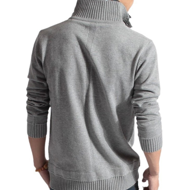 Men's Knitted Sweater Lapel Solid Color Button Warm Loose Design M-3XL