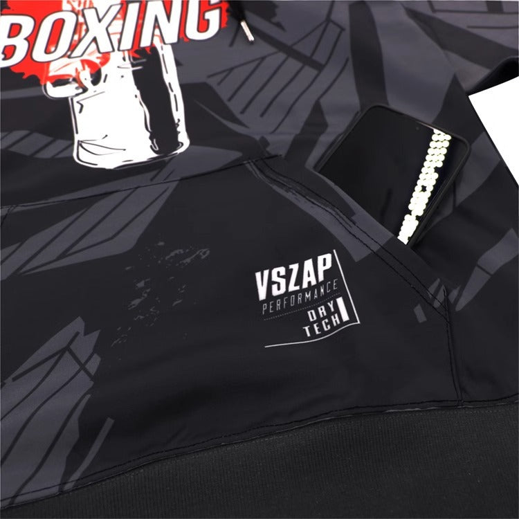 Vszap Fighting Boxing Suit Fitness Sweater Sports Long-Sleeved Hoodie Training UFC Pullover Coat Fighting Men