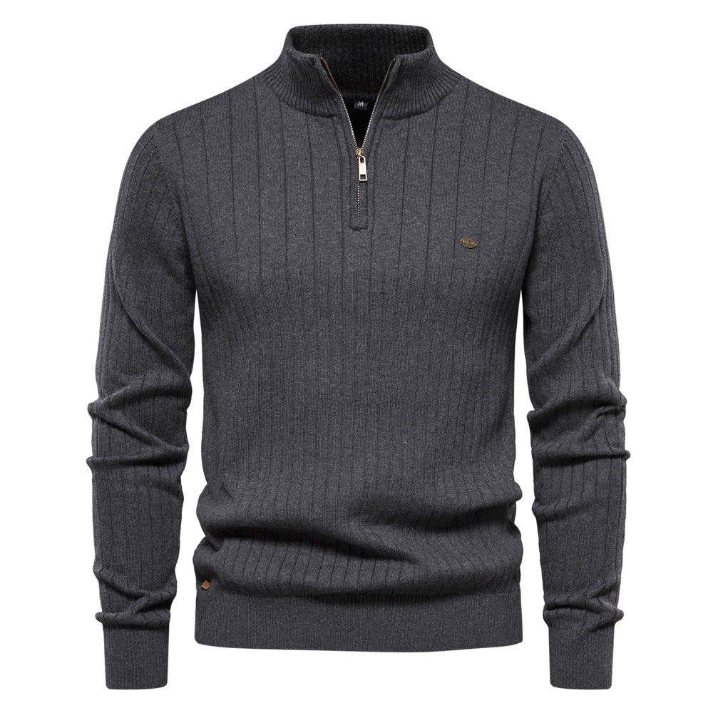 Men's Quarter Zip Sweater Slim Fit Lightweight Knitted Mock Neck Pullover Casual Polo Sweaters