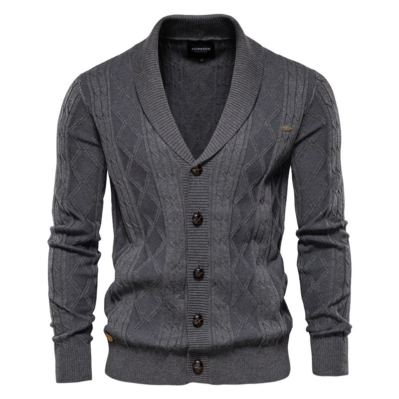 Men's Cardigan V-neck Long Sleeve Sweater Thickened Sweater Trendy Knitted Cardigan Jacket