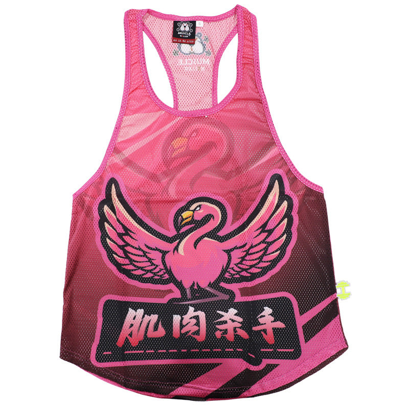 Barbell Animal Fitness Running Sleeveless Sports I-Shaped Training Clothing Quick-Drying Slim Fit Summer Polyester Mesh Waistcoat