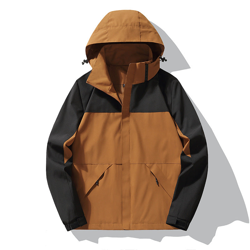 Men's Jacket Autumn Single Layer Outdoor Windproof Jacket Detachable Hood Cardigan Jacket Couples