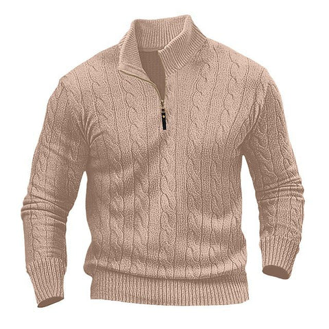 Men's sweater thick thread half zip stand collar casual warm M-3XL