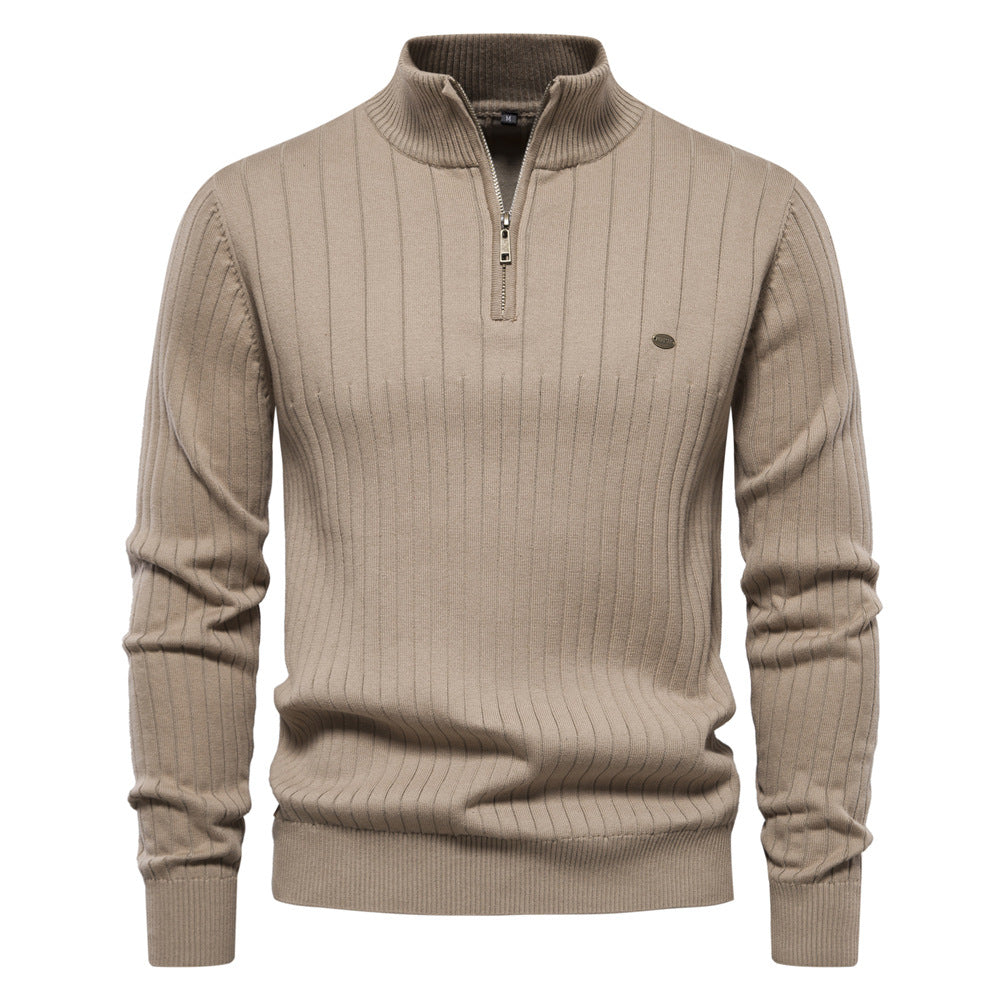 Men's Quarter Zip Sweater Slim Fit Lightweight Knitted Mock Neck Pullover Casual Polo Sweaters