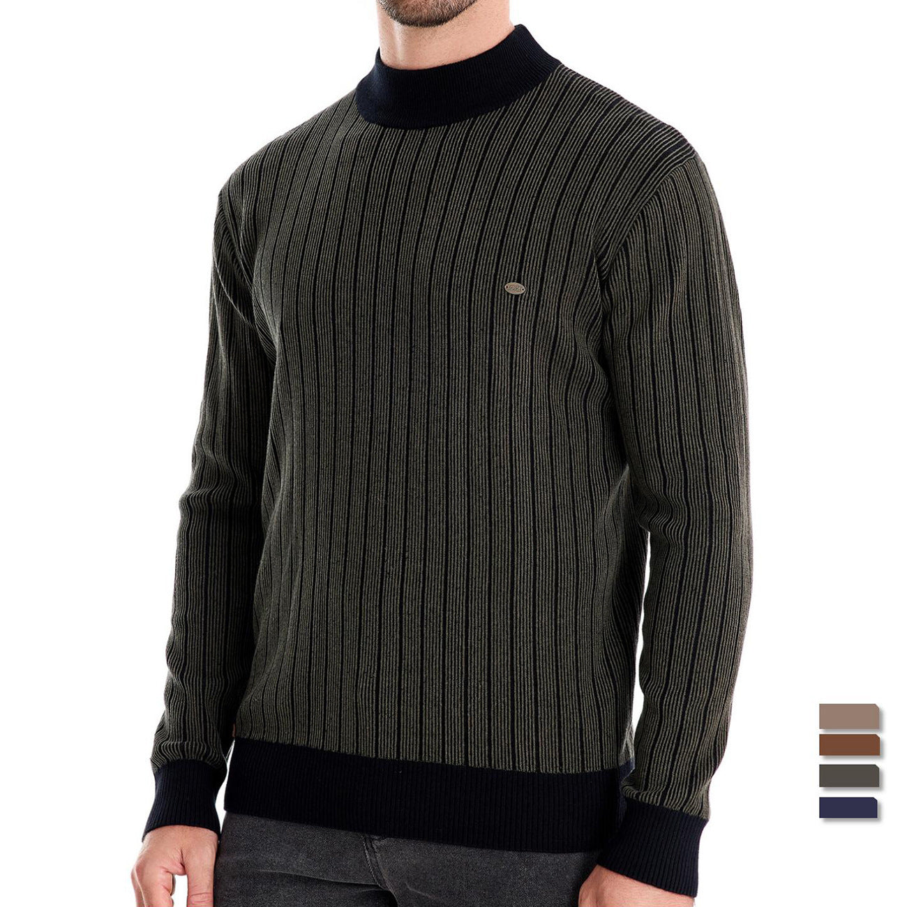 Men's Knit Sweaters Half Turtleneck Waffle Knit Pullover Raglan Sleeve Sweater