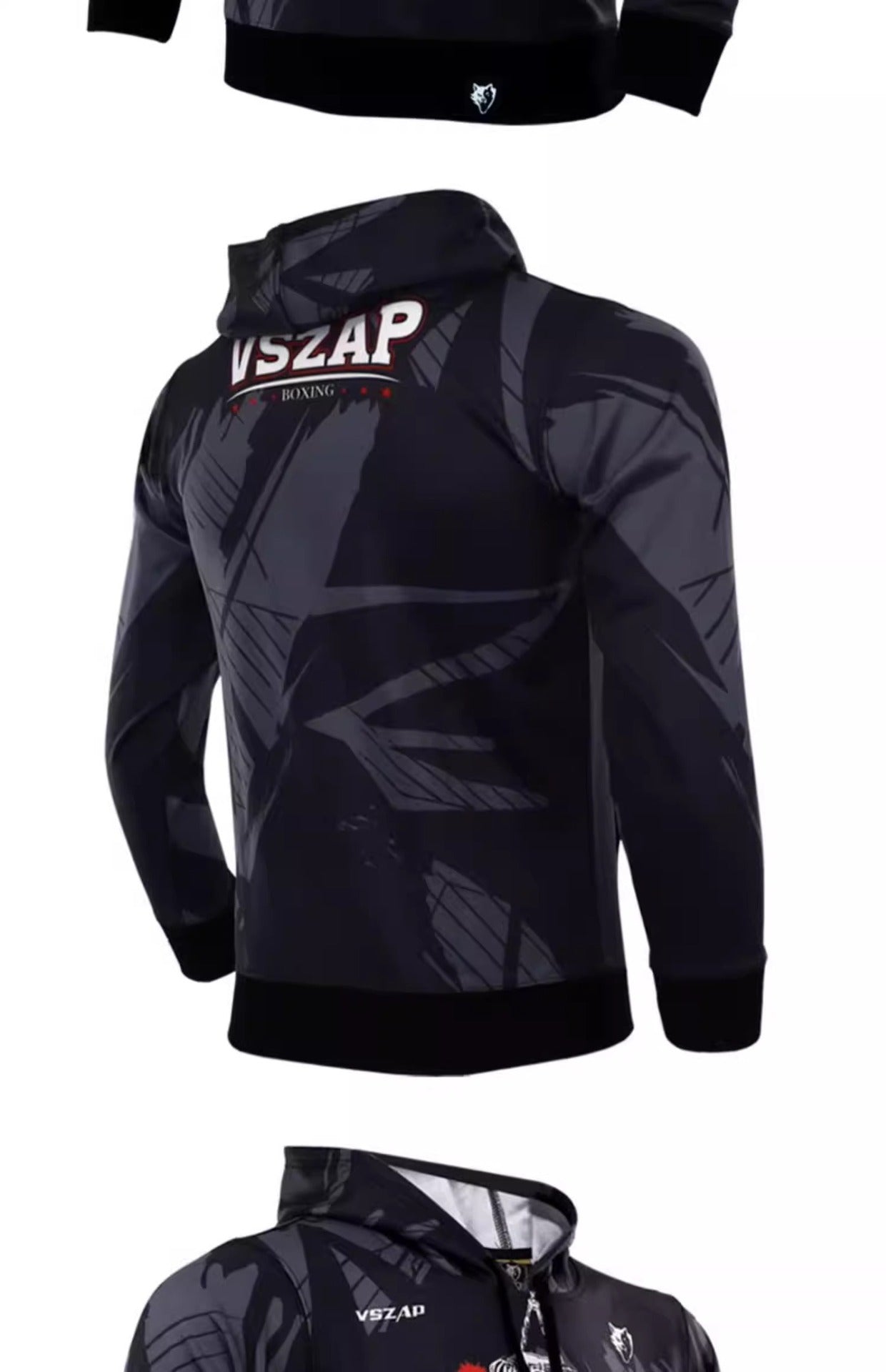 Vszap Fighting Boxing Suit Fitness Sweater Sports Long-Sleeved Hoodie Training UFC Pullover Coat Fighting Men