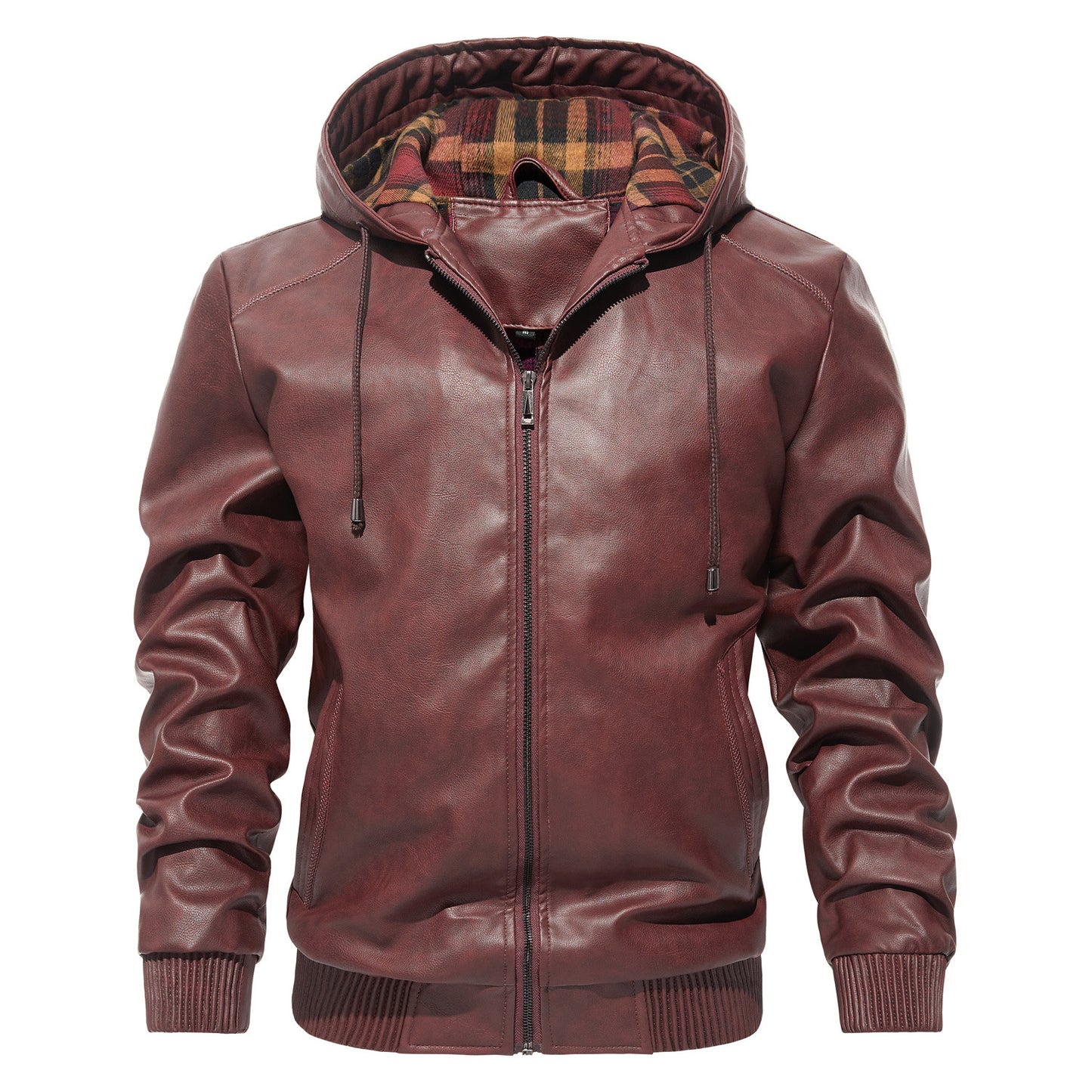 Men's Fur Integrated Hooded Jacket with Lapel Cropped, Multi-Functional Pocket Design Warm Winter Single