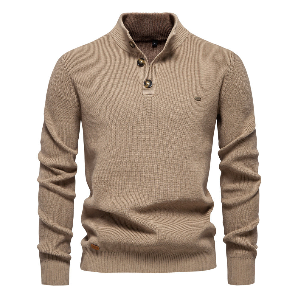 Men's Quarter Zip Up Sweater Striped Pullover Polo Mock Neck Sweaters Casual Fall Winter