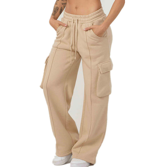 YOUNGLA New Women's Sweatpants Gym Bodybuilding Running Training Pants Cotton Terry Cargo Pants