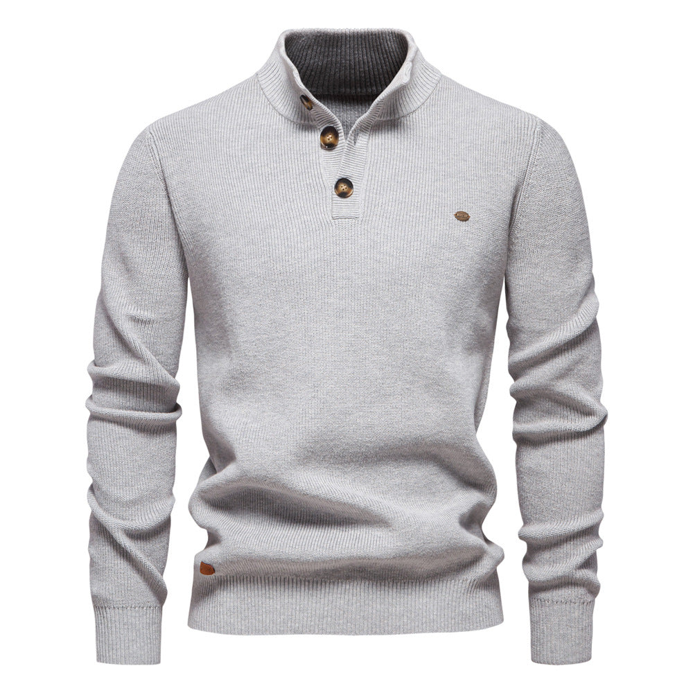 Men's Quarter Zip Up Sweater Striped Pullover Polo Mock Neck Sweaters Casual Fall Winter