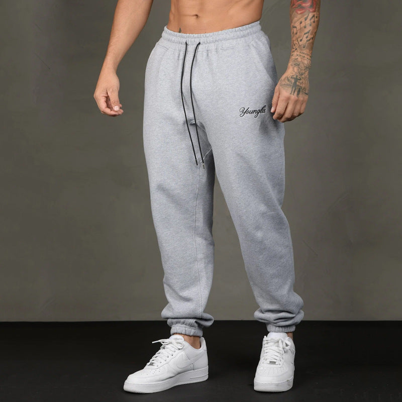 Men's Sports Pants Autumn and Winter New Gym Sports Fitness Cotton Embroidery Ankle-Tied Sweatpants