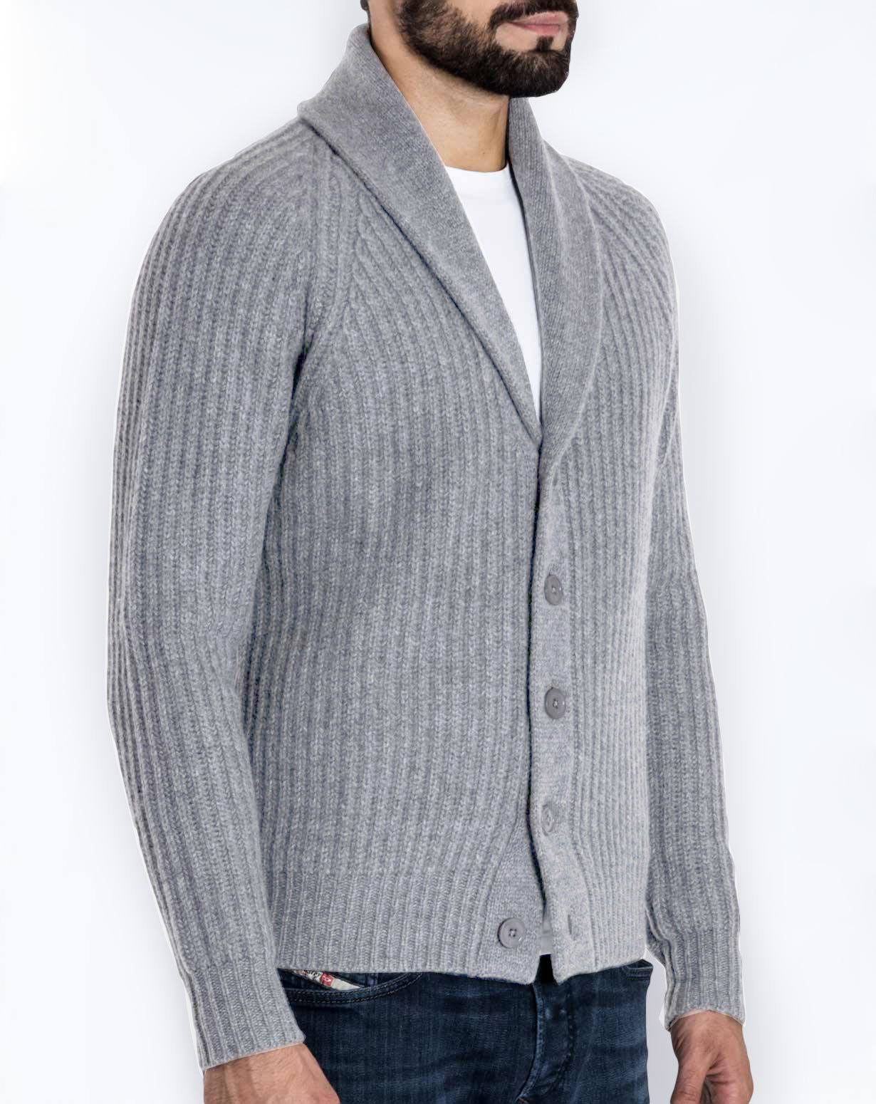 Men's knitted sweater thick thread button cardigan solid color warm loose M-4XL